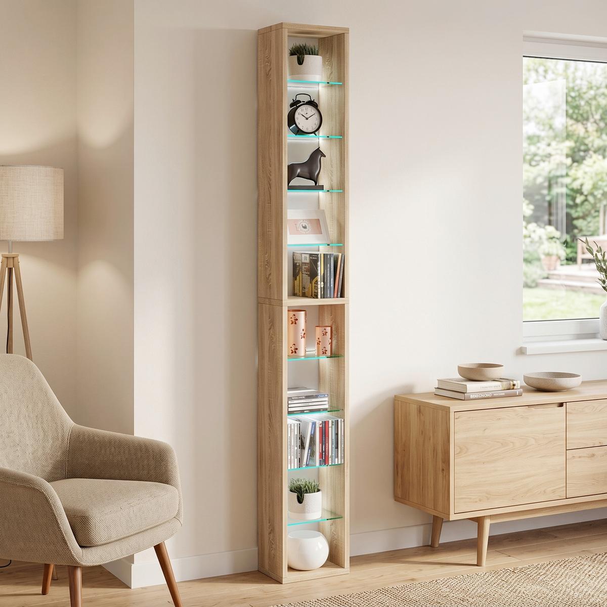 WANDREGAL Rasito Sonoma Eiche Dekor - Sonoma Eiche, Design, Glas/Holzwerkstoff (21/152/14cm) - MID.YOU