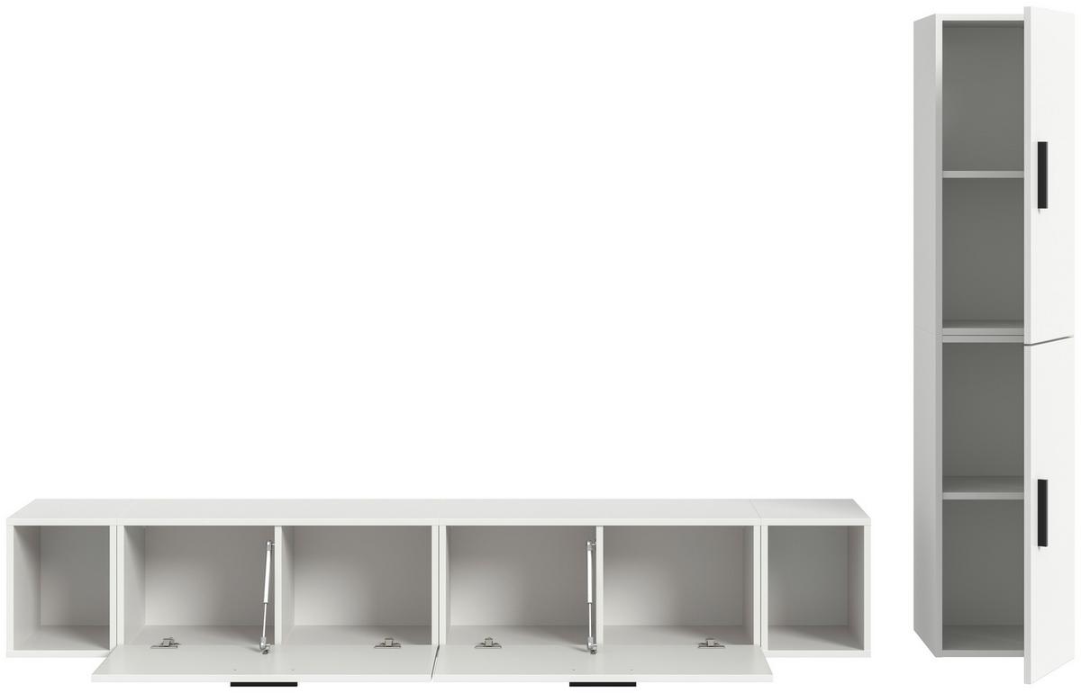 Wohnwand, The ONE 1, B: 259 cm Weiss - Schwarz/Weiß, Trend, Holzwerkstoff (259/182/34cm)