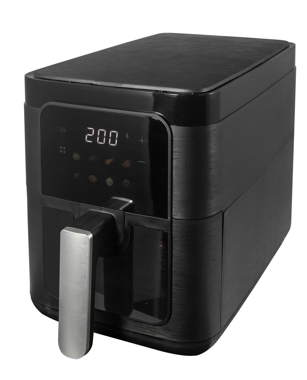 HEISSLUFTFRITTEUSE 1500W, 6 Liter - Schwarz, Trend, Glas/Kunststoff (22,7/45/28,3cm)