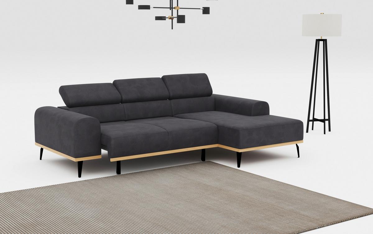 Ecksofa Schwarz Mit Sitzvorzug S: 244x157 cm - Schwarz, KONVENTIONELL, Textil (244/157cm) - Cotta