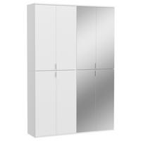 Drehtürenschrank mit Spiegel 122cm Projekt Weiß - Weiß Hochglanz/Weiß, MODERN, Holzwerkstoff (122/193/34cm) - MID.YOU