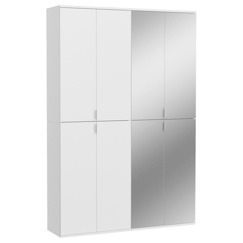 Drehtürenschrank mit Spiegel 122cm Projekt Weiß
