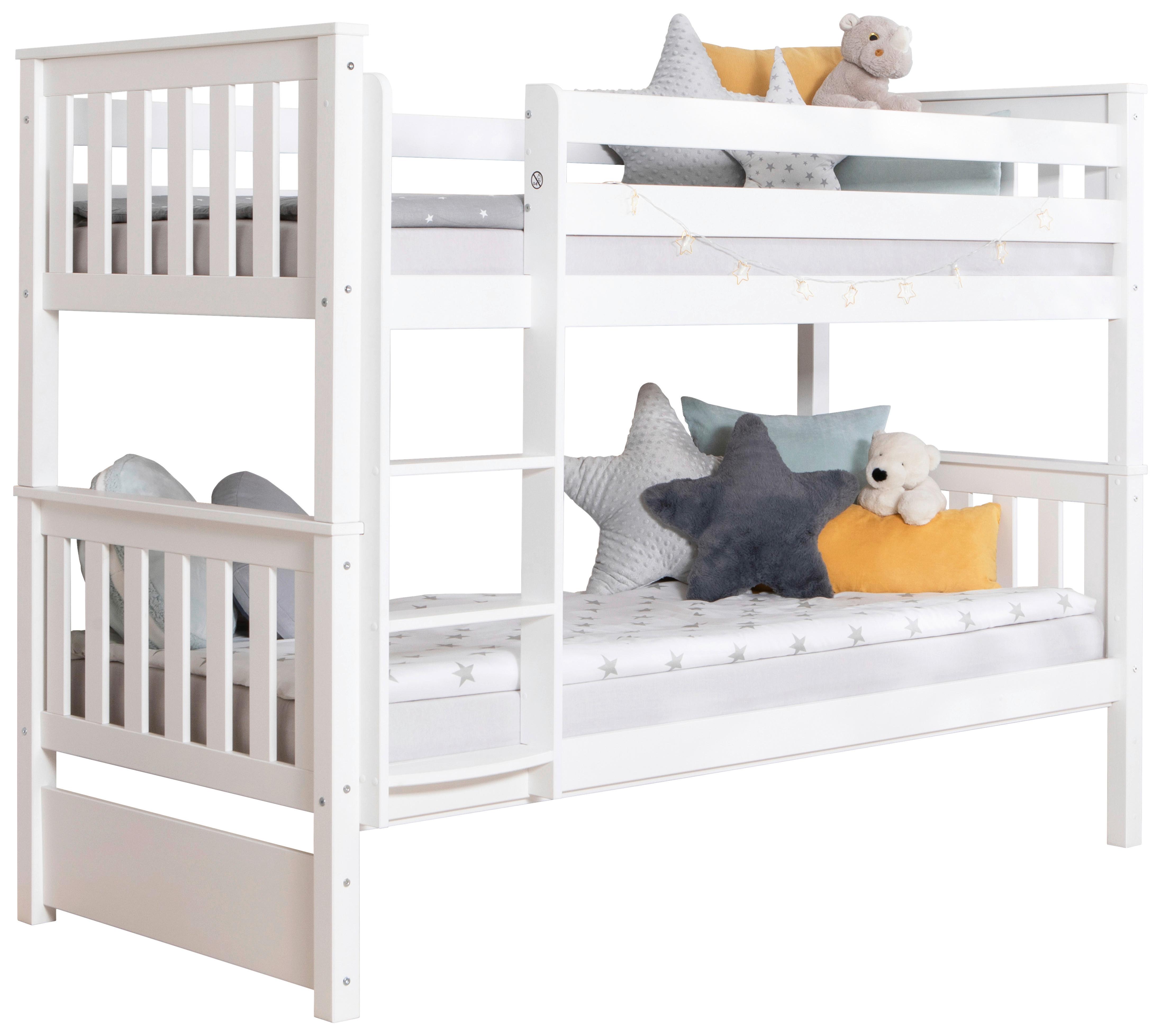 Etagenbett Sammy Weiß Kiefer Massiv 90 cm mit Leiter - Weiß, MODERN, Holz (90/200cm) - MID.YOU