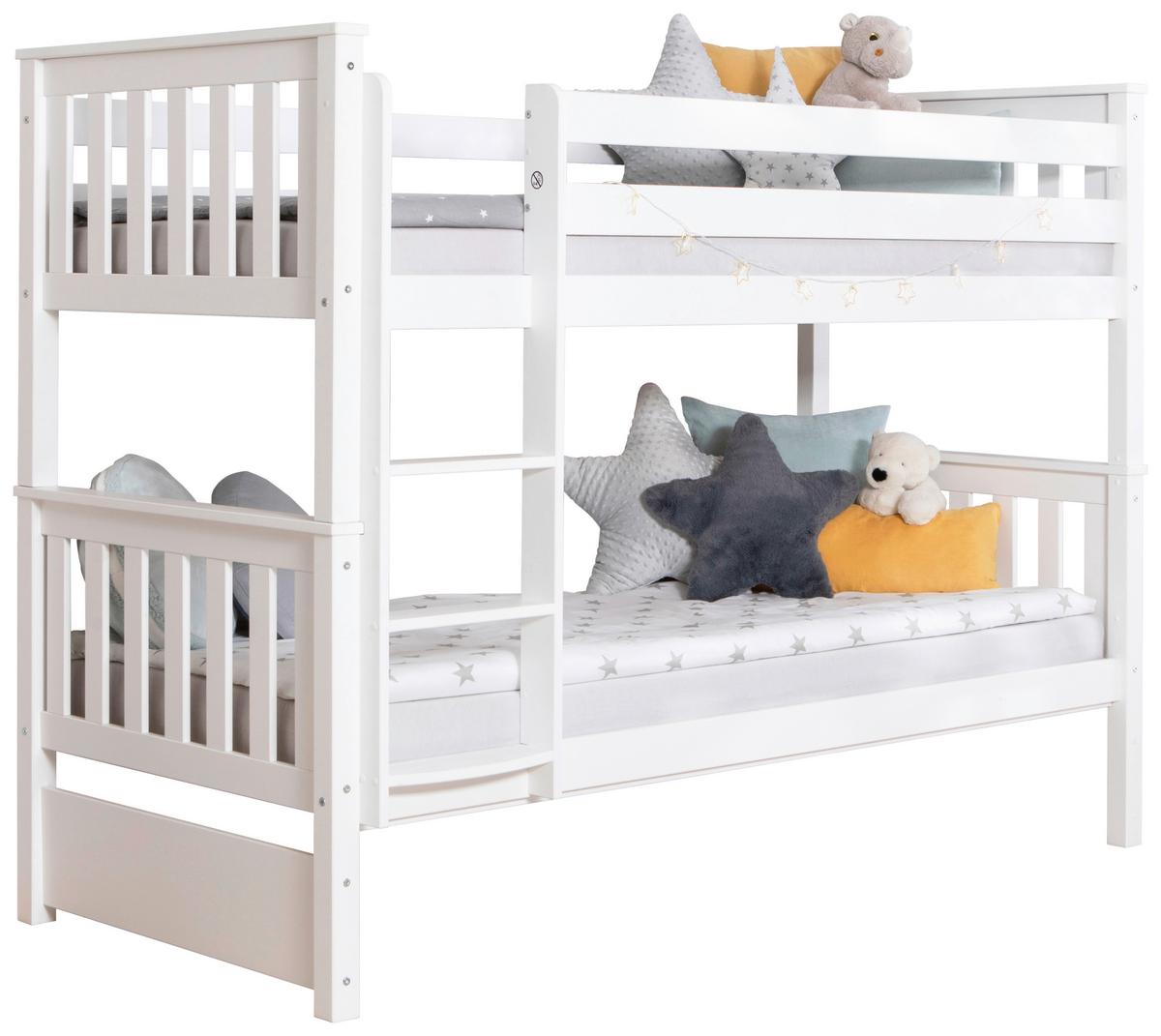 Etagenbett Sammy Weiß Kiefer Massiv 90 cm mit Leiter - Weiß, MODERN, Holz (90/200cm) - MID.YOU