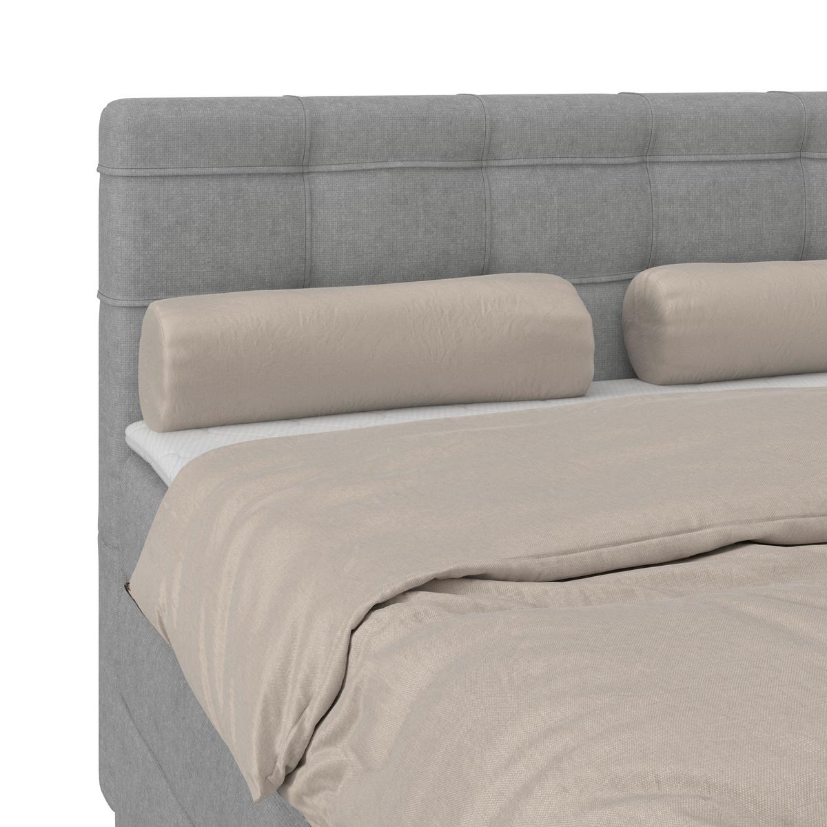 Boxspringbett MITTO Hellgrau 140x200 cm - Hellgrau/Schwarz, KONVENTIONELL, Textil/Metall (140/200cm)