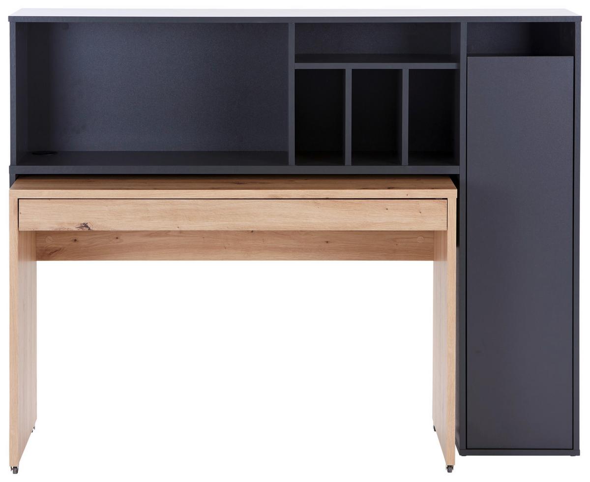 Schreibtisch mit Stauraum B: 150 cm Anthrazit/Eiche Dekor - Anthrazit/Eiche Artisan, MODERN, Holzwerkstoff (150/118,7/52,8cm)