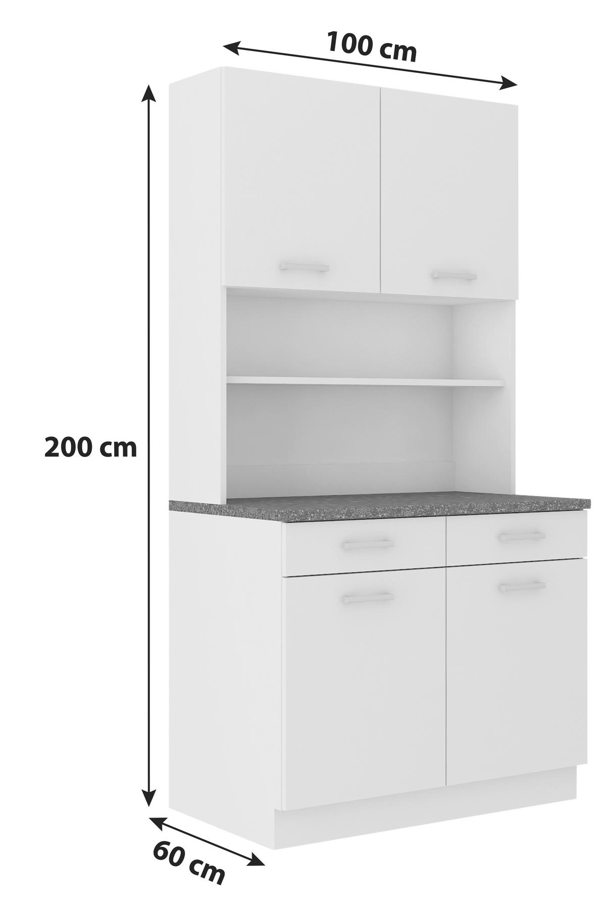 Anrichte Maria B: 100 cm Weiß/Graphit 4-Türig Modern - Graphitfarben/Weiß, KONVENTIONELL, Holzwerkstoff (100/200/60cm)