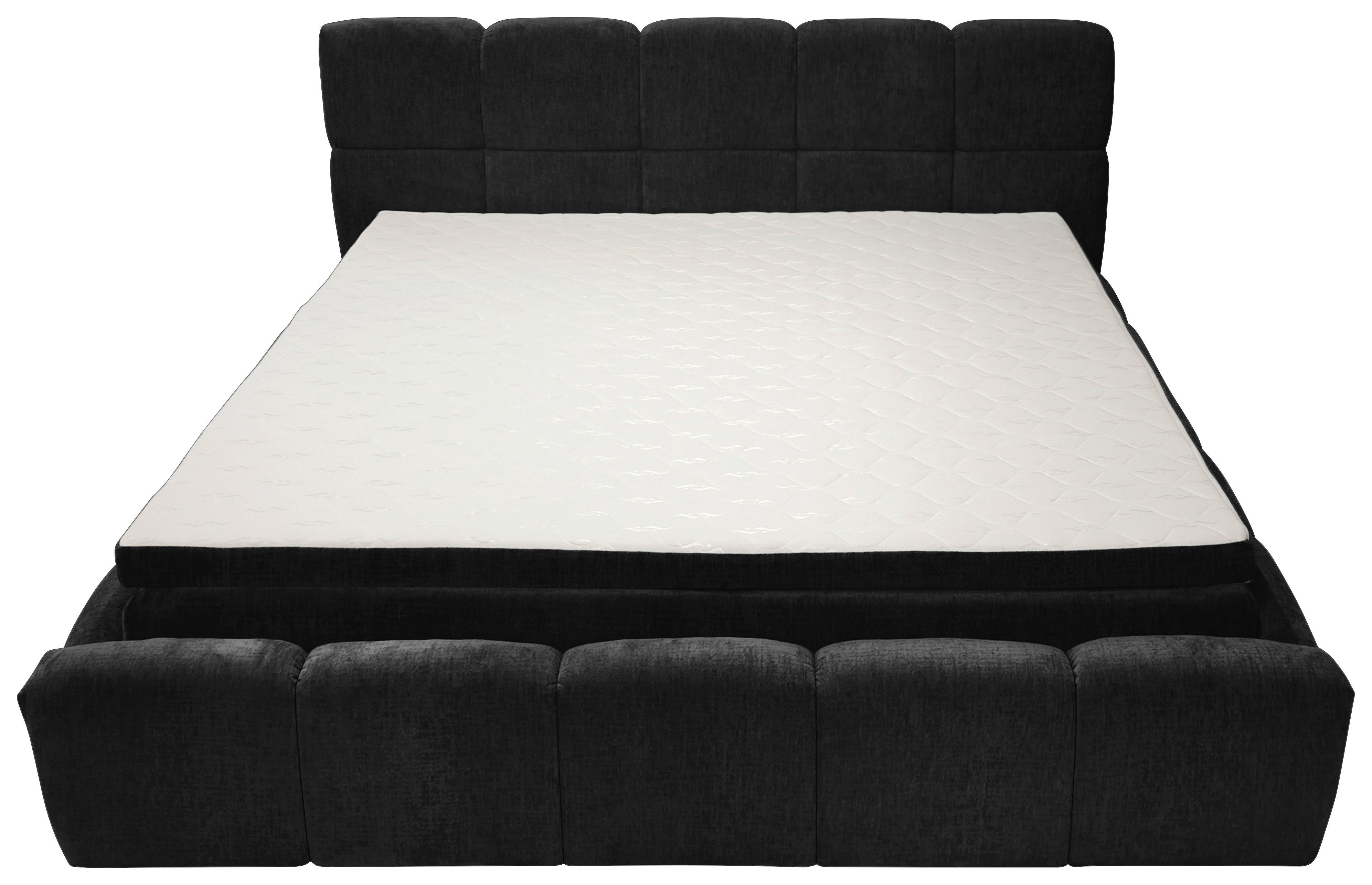 Polsterbett Noe Schwarz, Lf: 160x200 cm - Schwarz, Trend, Textil/Metall (160/200cm)