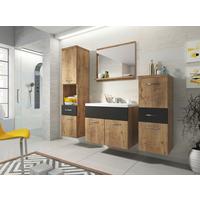 Badmöbel-Set 5-tlg. Alba B:140 cm Eiche Dekor/Graphitfarben - Kastanieneichefarben/Erlefarben, LIFESTYLE, Naturmaterialien/Holzwerkstoff (120cm) - P & B