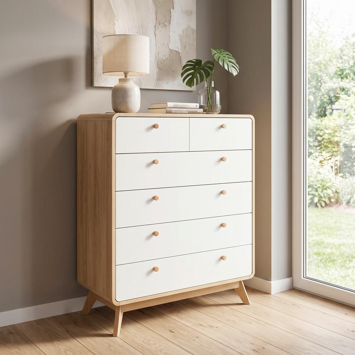Kommode Cassie Weiß 81 cm - Eichefarben/Weiß, Design, Holzwerkstoff (81/104/39cm) - MID.YOU