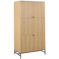 ŠATNÍ SKŘÍŇ S OTOČNÝMI DVEŘMI ALBANY - černá/přírodní barvy, Design, kov/dřevo (99/200/60cm)