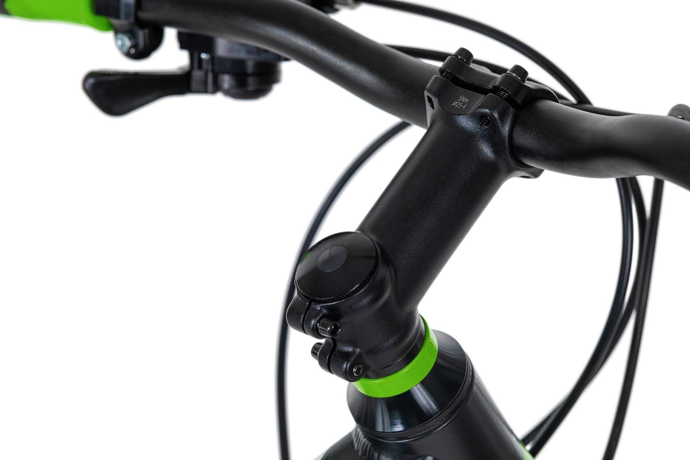 Elektrofahrad MTB HARDTRAIL MORZINE aus Aluminium in Schwarz/Grün mit 21 Gängen Detail Lenker