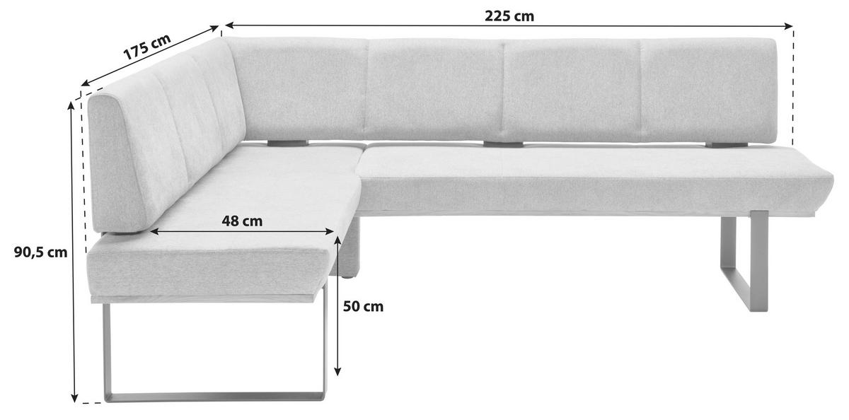 Eckbank Dunkelgrau/Schwarz Tristan 175x225 cm - Schwarz/Grau, MODERN, Holz/Textil (175/225cm) - James Wood