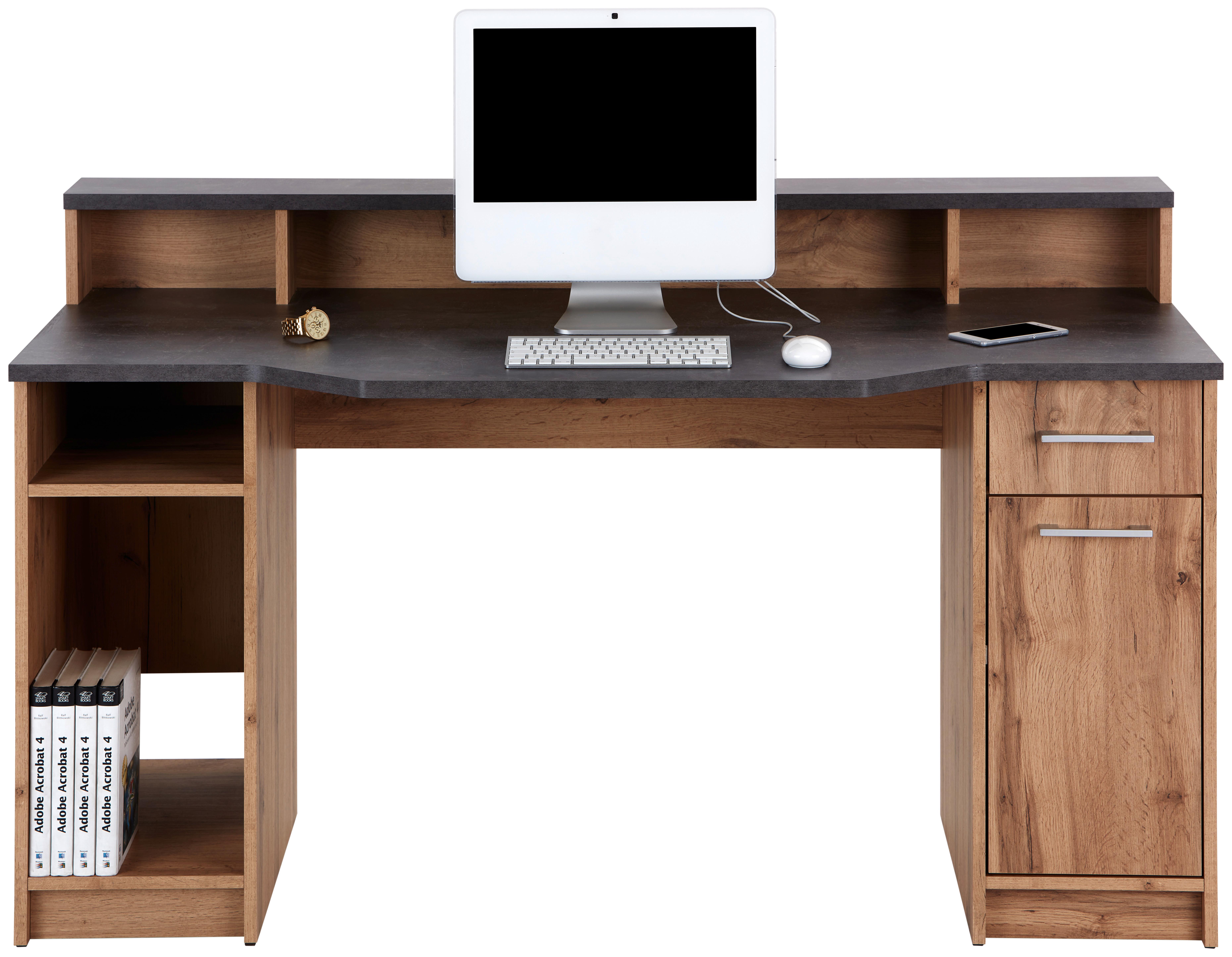 Psací Stůl Tobi Mx 166 - šedá/barvy dubu, Moderní, kompozitní dřevo/plast (150/91/68cm)