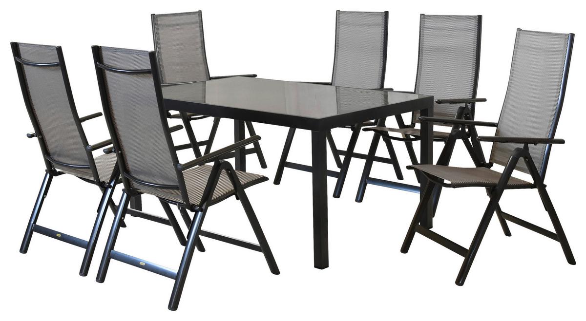 Gartenset Carrara - Graphitfarben/Braun, MODERN, Textil/Metall - Gardenson