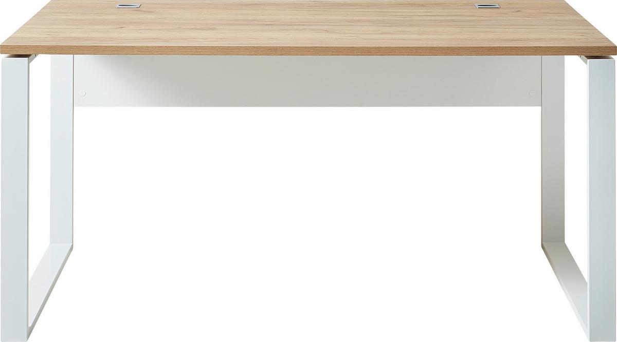 Schreibtisch B 79cm H 75cm Gw-Lioni Eiche Dekor - Eichefarben/Weiß, Design, Holzwerkstoff/Metall (158/79/75cm) - Germania