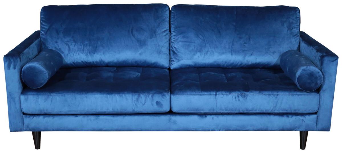 3-Sitzer-Sofa Janina - Blau/Schwarz, MODERN, Holz/Textil (211/88/89cm) - P & B