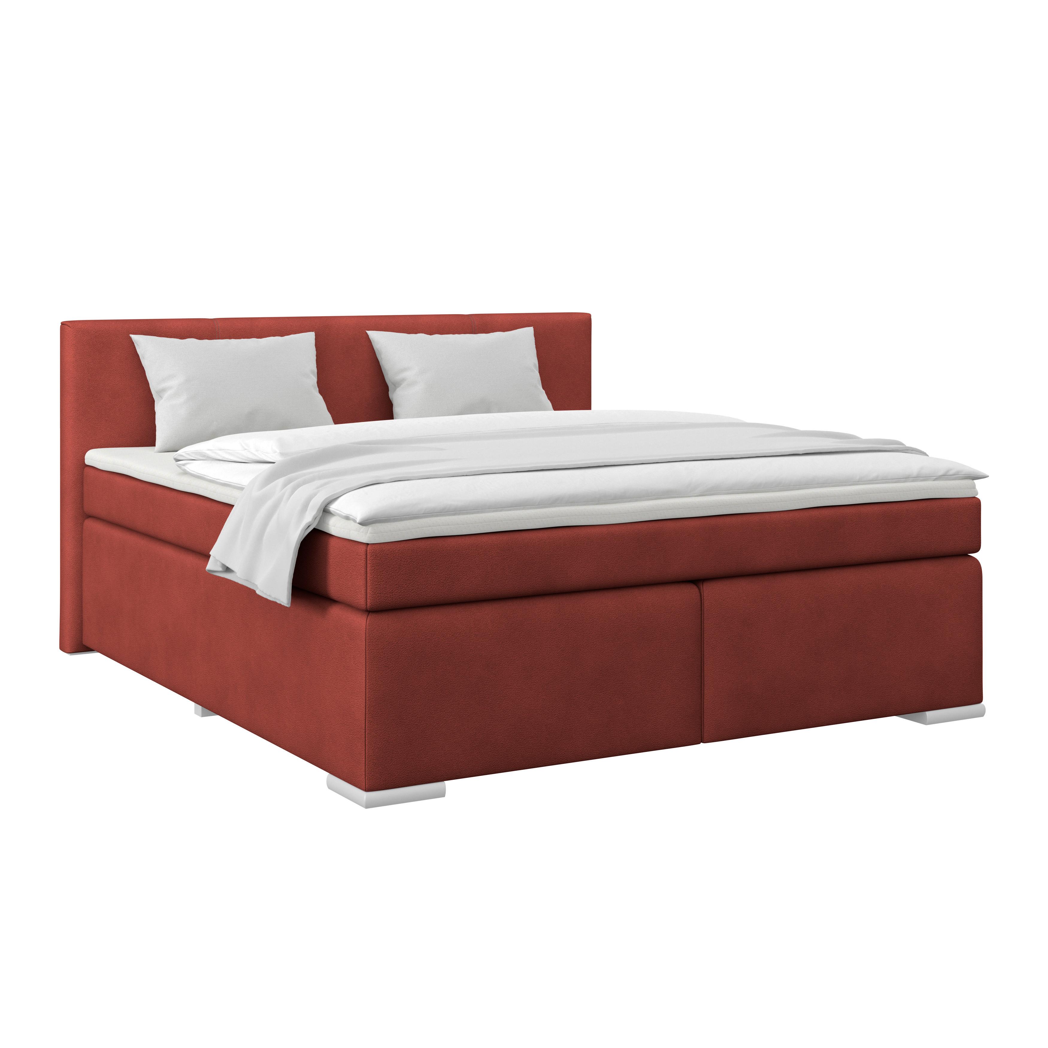 Boxspringbett Mira Boucle dunkelrot, LF:180x200cm