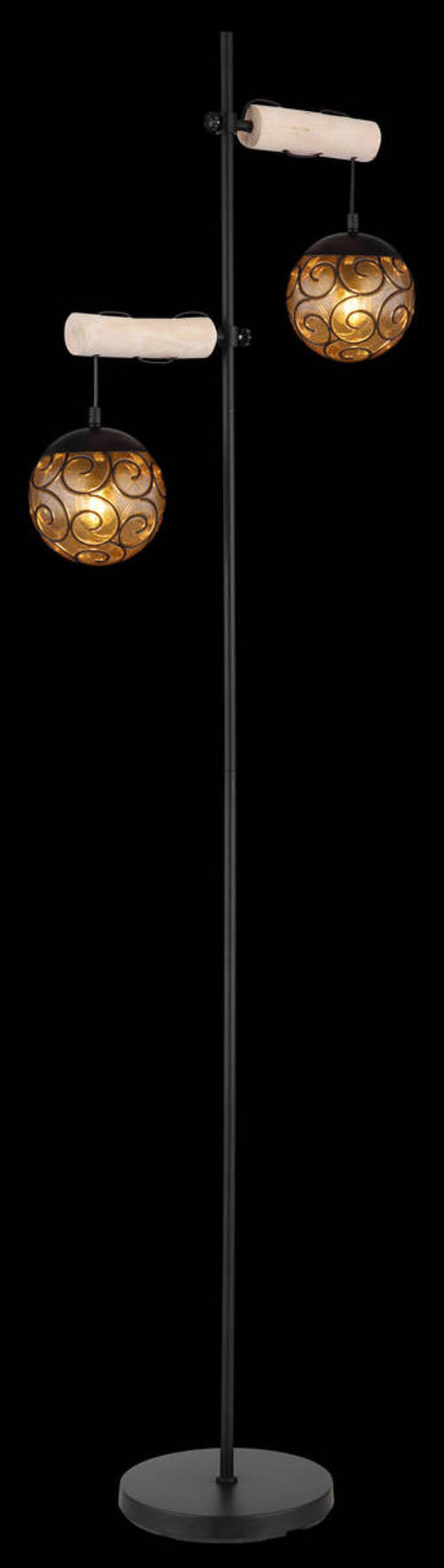Stehleuchte 15660s - Bernsteinfarben/Schwarz, Design, Holz/Kunststoff (51/25/168cm) - Globo