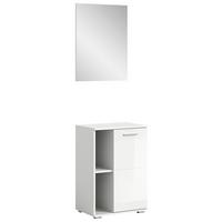 Garderobe Prego Weiß Hochglanz inkl. Einlegeböden, B: 55 cm - Weiß Hochglanz, Design, Glas/Holzwerkstoff (55/191/37cm) - MID.YOU