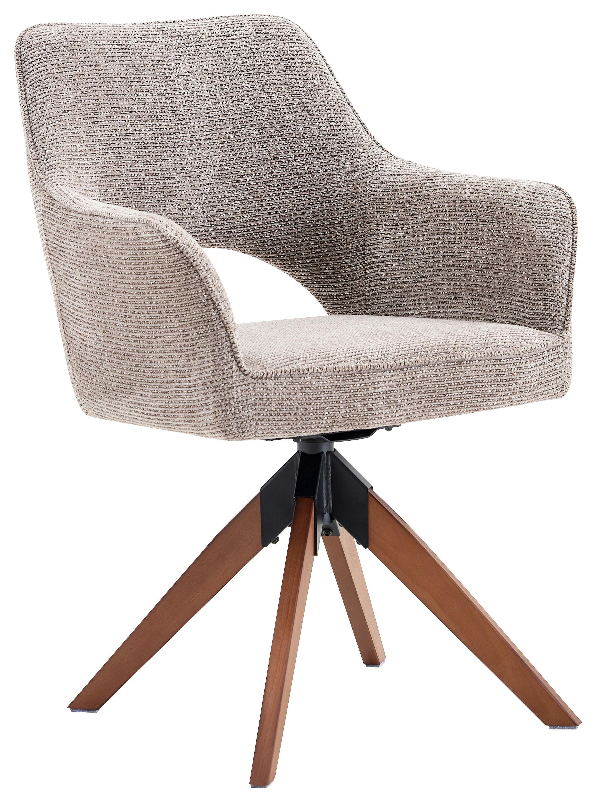 Armlehnstuhl Puro Walnussfarben/Taupe B: 60 cm - Taupe/Walnussfarben, MODERN, Holz/Textil (60/89/65,5cm) - Livetastic