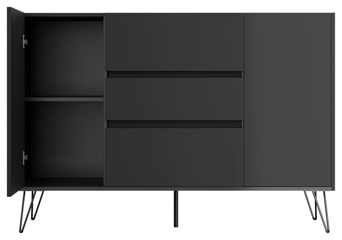 Sideboard Posseik Industrial Graphitfarben B: 140 cm - Schwarz/Graphitfarben, Design, Holzwerkstoff (140/93,6/42cm) - P & B