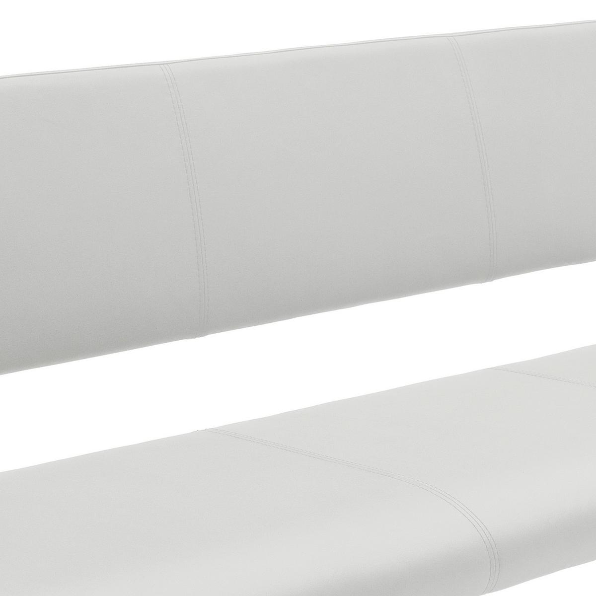 Sitzbank mit Lehne Weiß Arco 175x86x59 cm - Edelstahlfarben/Weiß, Design, Leder/Metall (175/86/59cm) - Livetastic