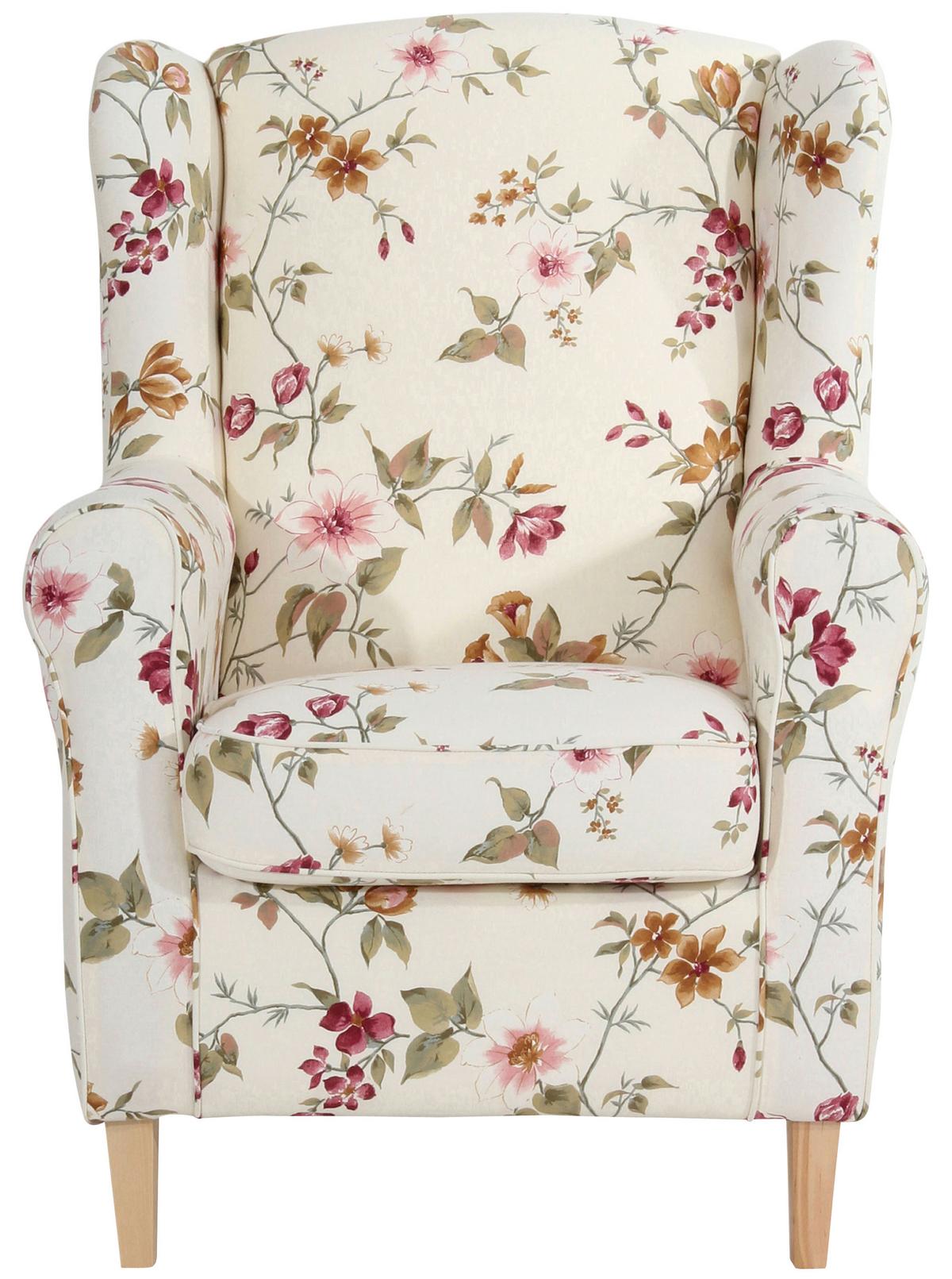 Ohrensessel Lorris - Buchefarben/Multicolor, Design, Textil (77/103/86cm) - Max Winzer