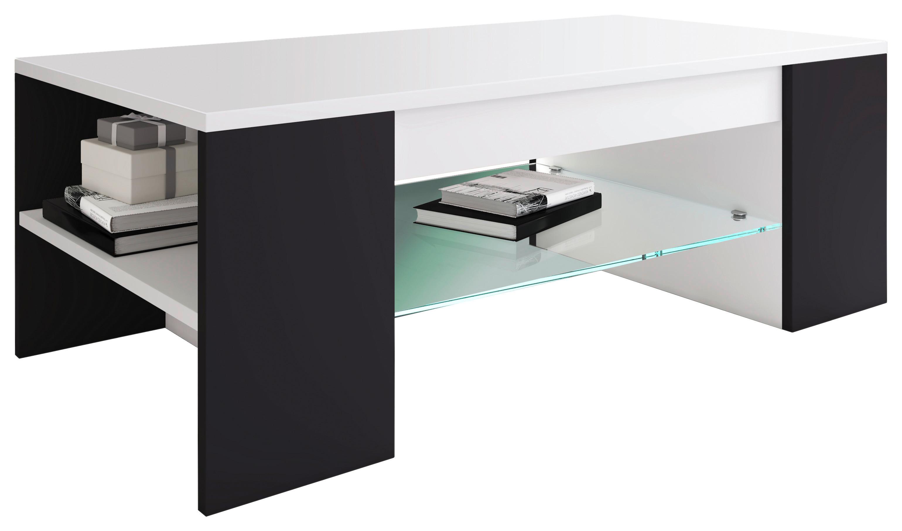 Couchtisch mit Stauraum Tunas Schwarz/Weiß - Schwarz/Weiß, MODERN, Holzwerkstoff (100/50/35cm) - MID.YOU