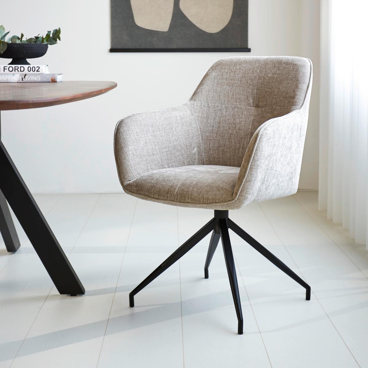 Armlehnstuhl Nancy Hellgrau B: 59 Cm - Hellgrau/Schwarz, MODERN, Textil/Metall (59/88/60cm) - MID.YOU