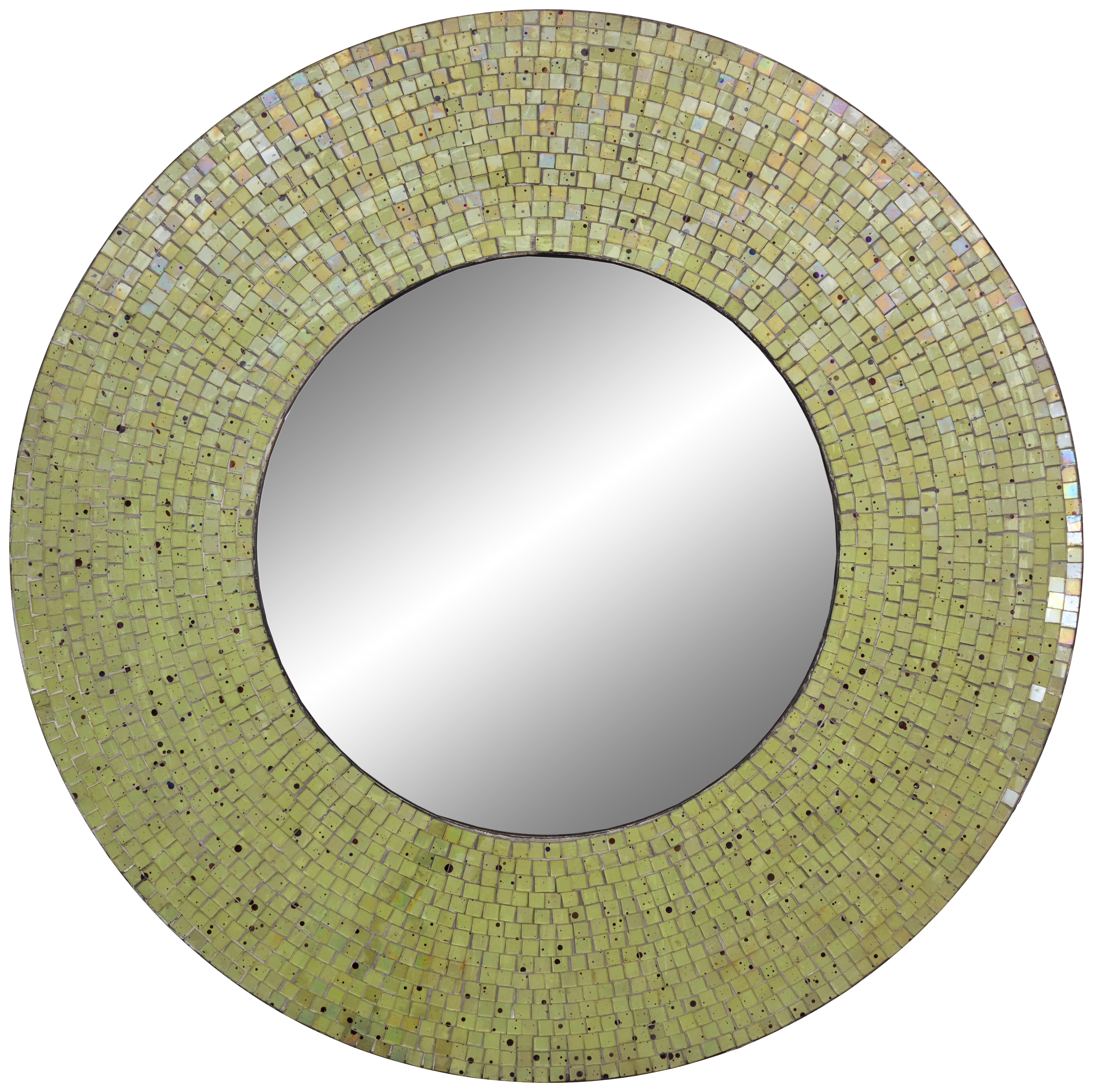 Wandspiegel Mosaik Ø 76 cm Gelb - Gelb, MODERN, Glas/Holzwerkstoff (76/10cm)