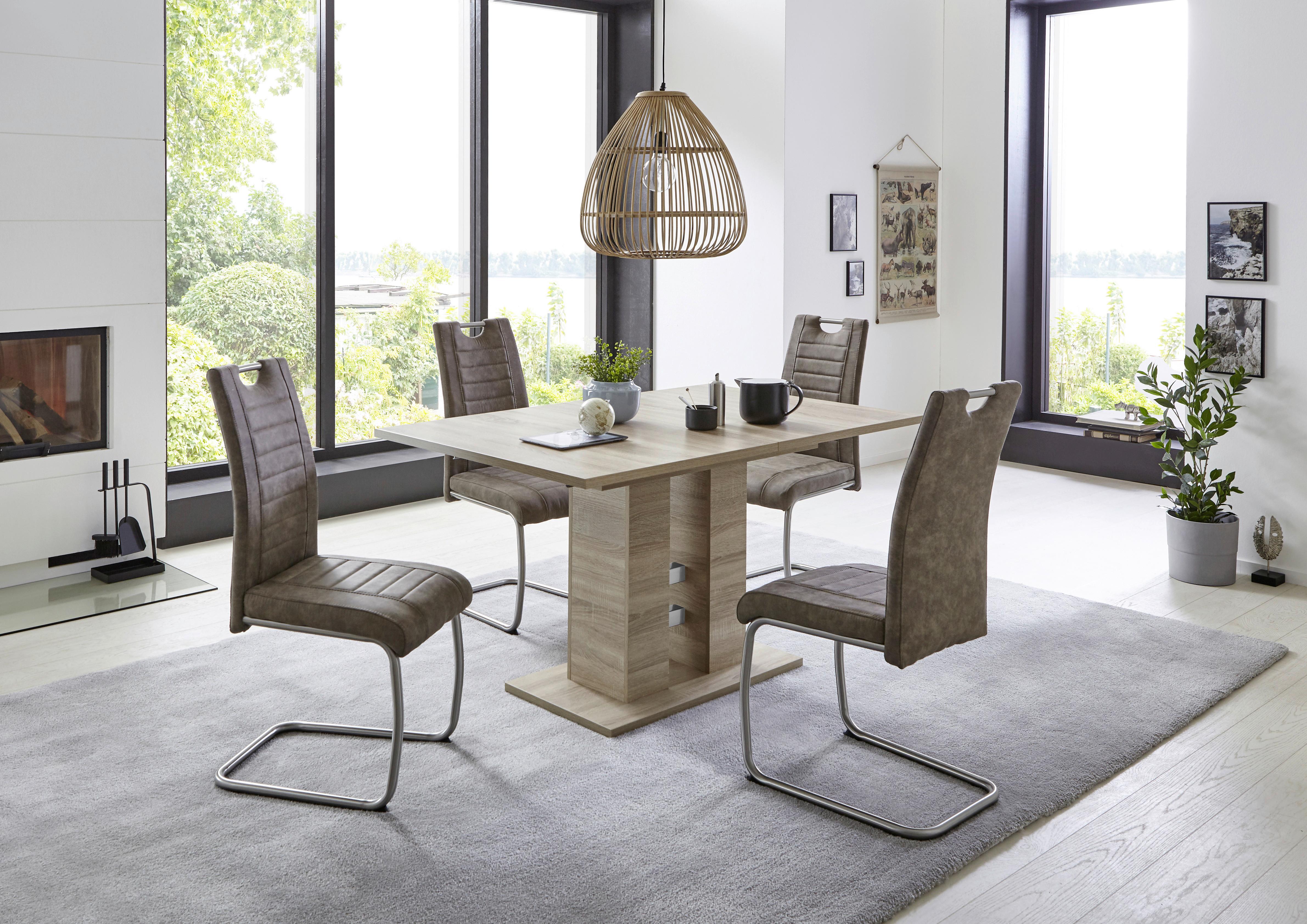 Schwingstuhl-Set Ulla S - Schlammfarben/Edelstahlfarben, MODERN, Textil/Metall (43/98/59cm) - MID.YOU