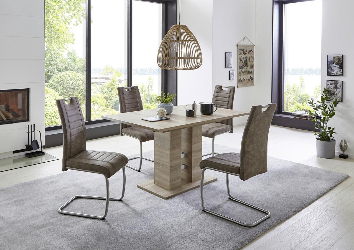 Schwingstuhl-Set Ulla S - Schlammfarben/Edelstahlfarben, MODERN, Textil/Metall (43/98/59cm) - MID.YOU
