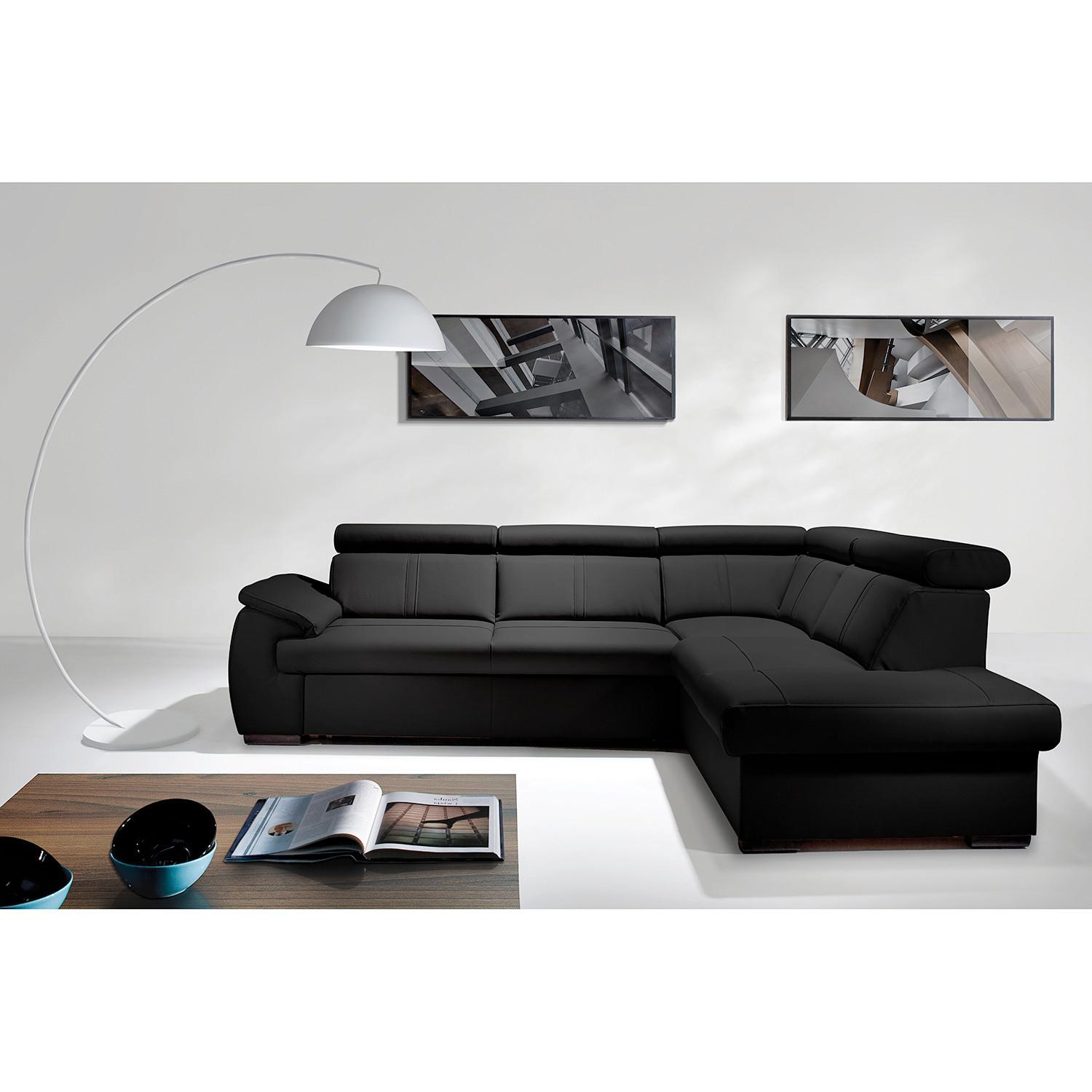 Ecksofa City Schwarz B: 265x211 Cm - Wengefarben/Schwarz, Design, Leder (265/211cm) - Livetastic