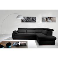 Ecksofa City Schwarz B: 265x211 Cm - Wengefarben/Schwarz, Design, Leder (265/211cm) - Livetastic
