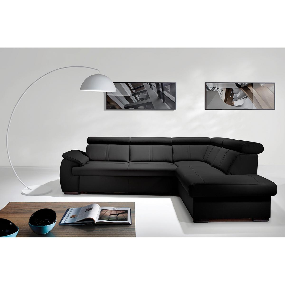 Ecksofa City Schwarz B: 265x211 Cm - Wengefarben/Schwarz, Design, Leder (265/211cm) - Livetastic