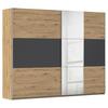 Schwebetürenschrank Mit Spiegel 261cm, Grau/eiche - Klar/Eiche Artisan, KONVENTIONELL, Holzwerkstoff (261/210/59cm)