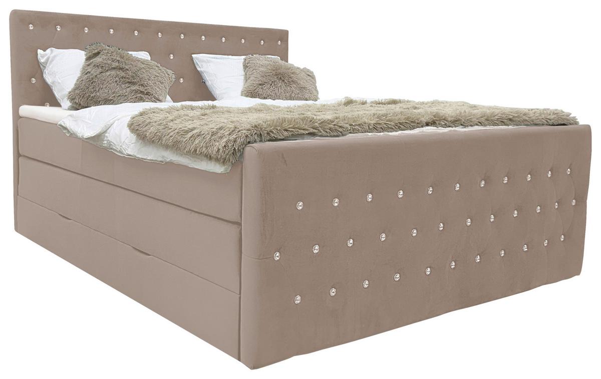 Boxspringbett Elza Beige, Lf: 180x200 cm - Beige, MODERN, Textil (180/200cm) - Livetastic