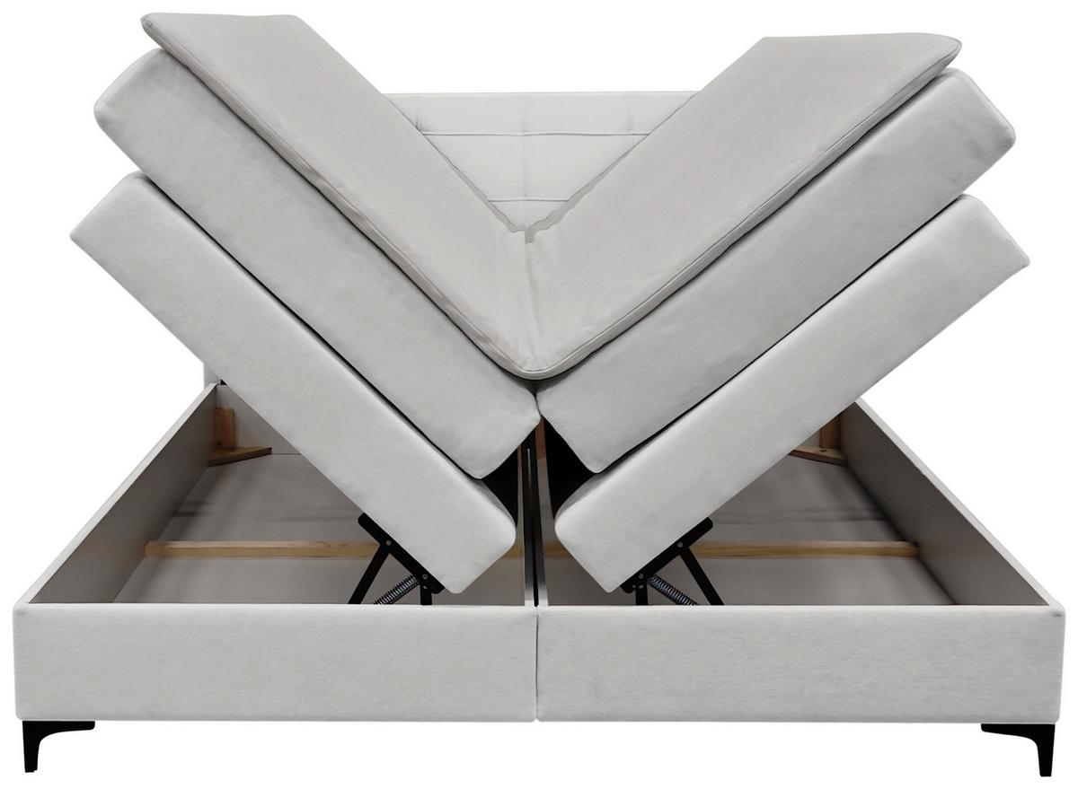 Boxspringbett Mitto mit Topper 180x200 cm - Beige/Schwarz, KONVENTIONELL, Textil/Metall (180/200cm)