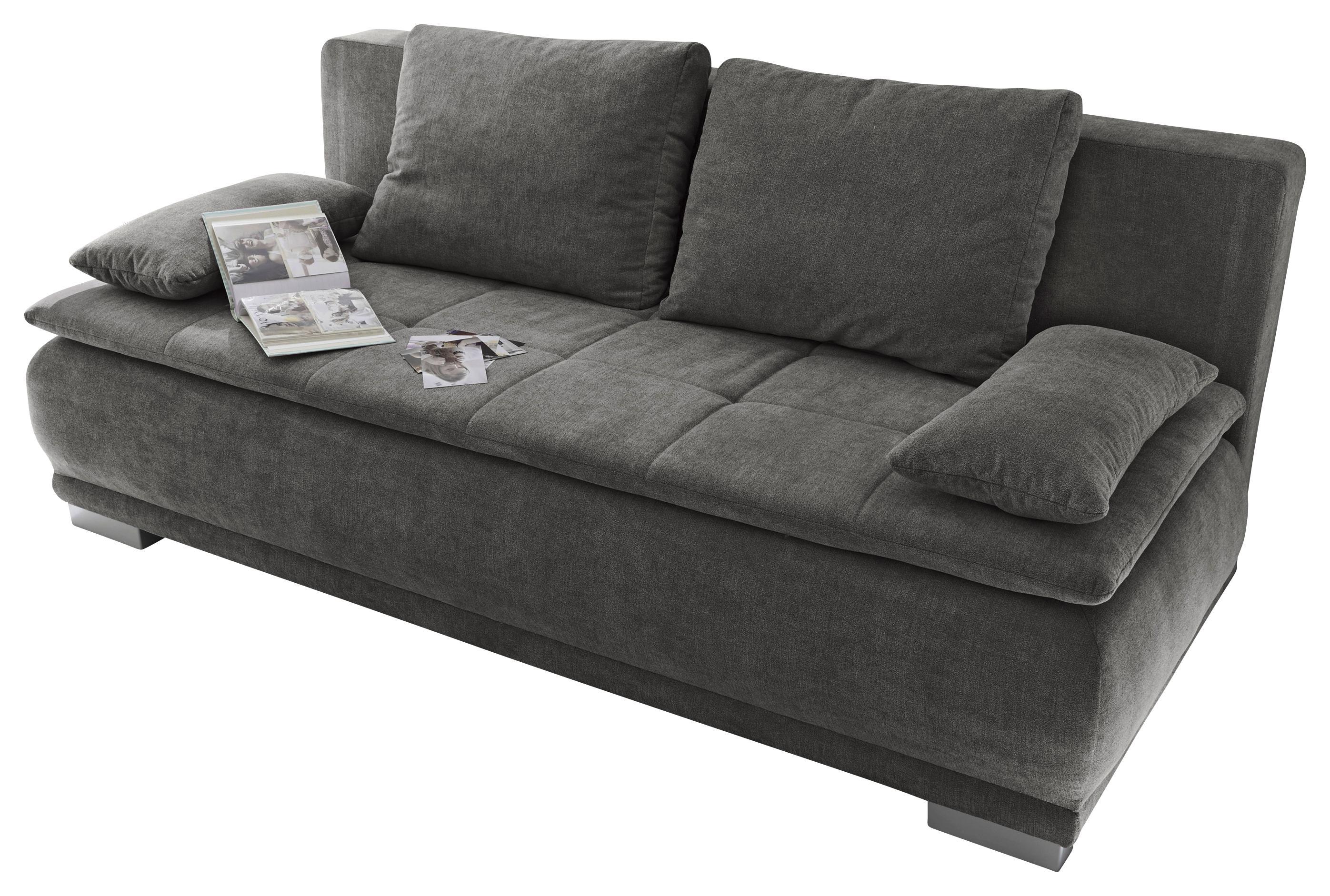 Schlafsofa Luigi Lux.3Dl  B: ca. 208 cm - Silberfarben/Grau, MODERN, Holzwerkstoff/Textil (208/93/105cm) - Carryhome