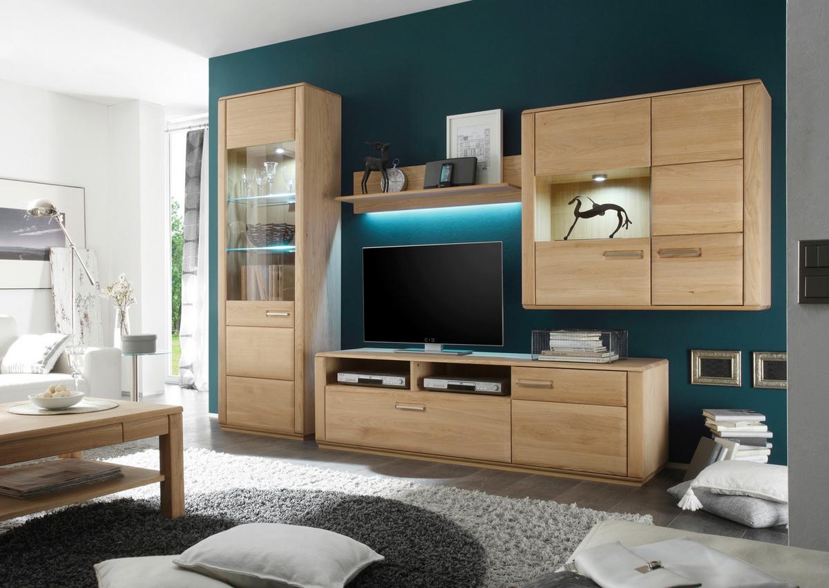 Wohnkombination 4-Tlg. Sena Eichefarben - Eichefarben, Design, Glas/Holz (303/209/51cm) - Livetastic
