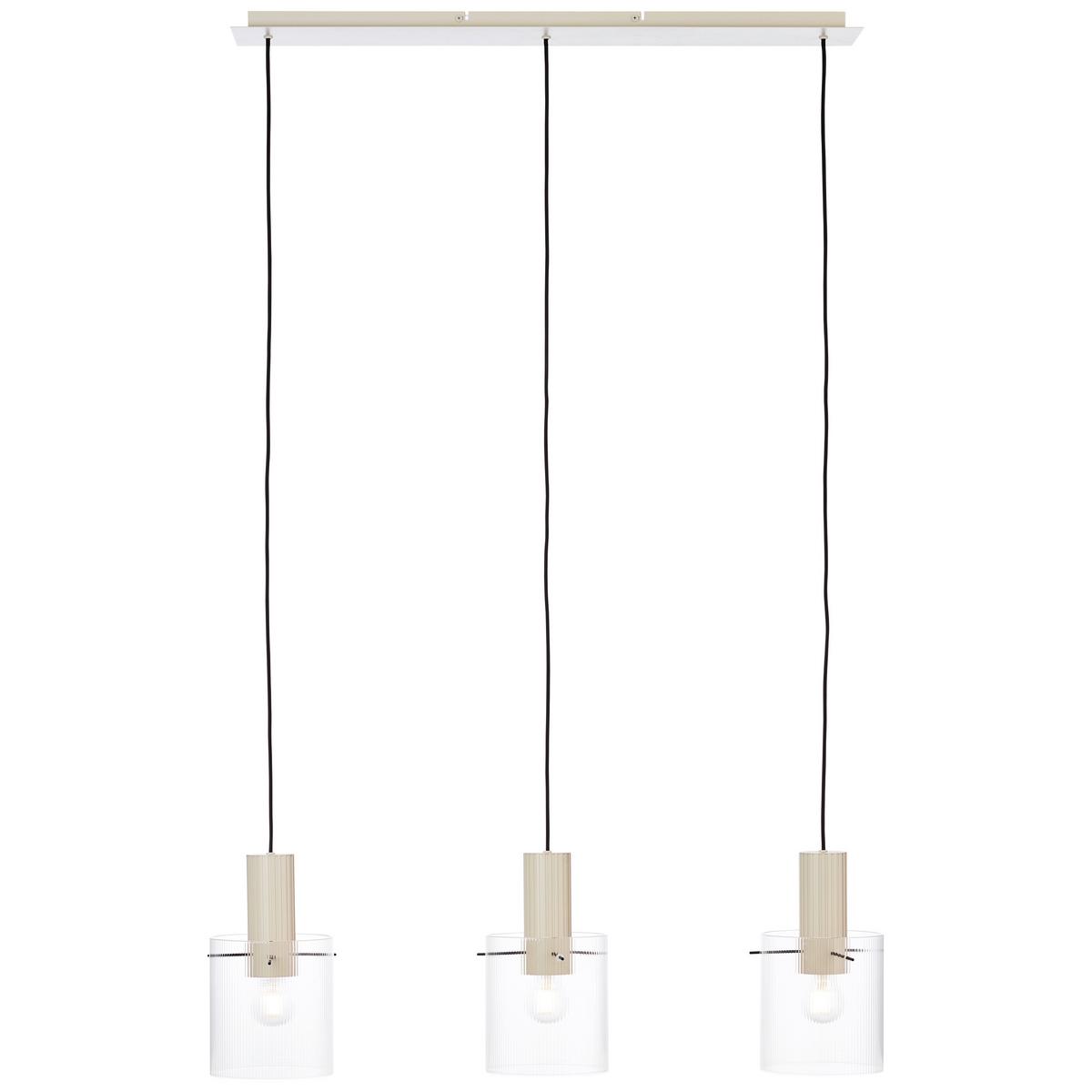 Hängeleuchte Göteborg H: 150 Cm 3-Flammig - Transparent/Beige, Basics, Glas/Metall (98/18/150cm) - Brilliant