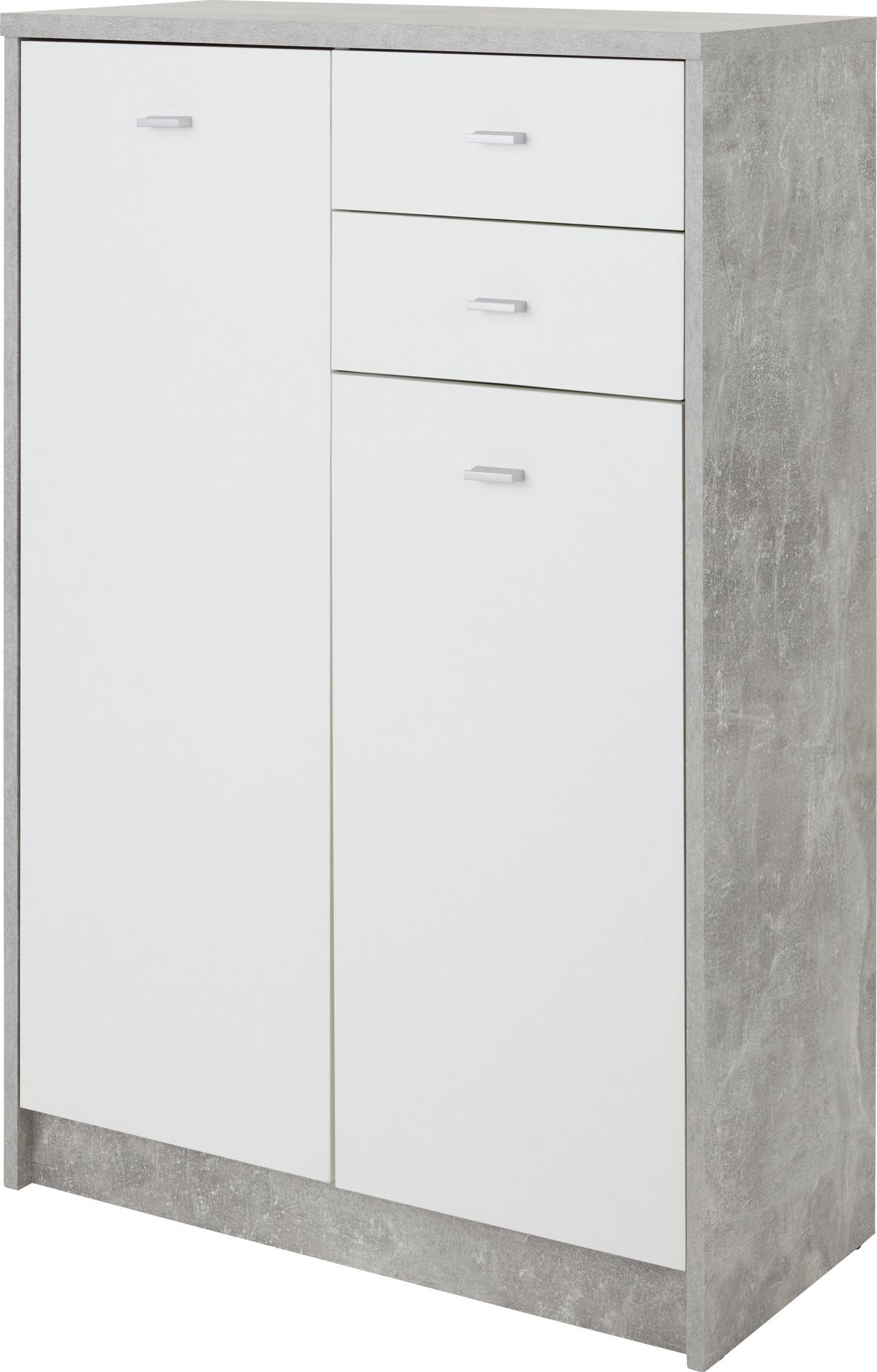 Kommode B 74cm 4-You New, Betonoptik/Weiß - Schwarz/Weiß, MODERN, Holzwerkstoff (74/111,4/34,6cm)