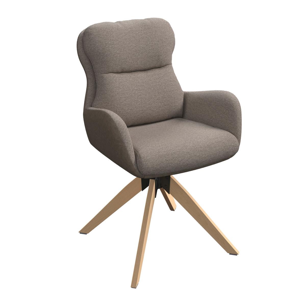 Židle s područkami Neelia, hnědá - přírodní barvy/hnědá, Moderní, kov/dřevo (71/60/94cm) - Bessagi Home