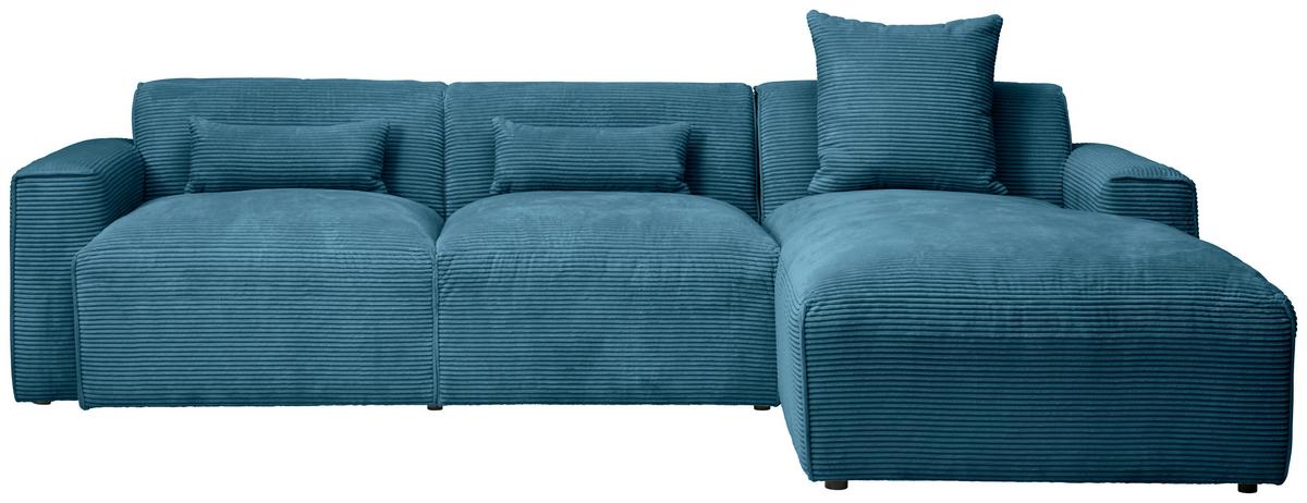 Ecksofa mit Zierkissen Pearl Hellblau 303x196 cm - Schwarz/Hellblau, Design, Textil (303/196cm) - Livetastic