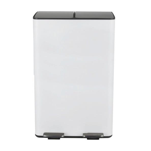 Treteimer Aliya Weiß Metall 60l Weiß LxBxH: 45x30x71 cm - Schwarz/Weiß, Basics, Kunststoff/Metall (45/30/71cm) - Spirella