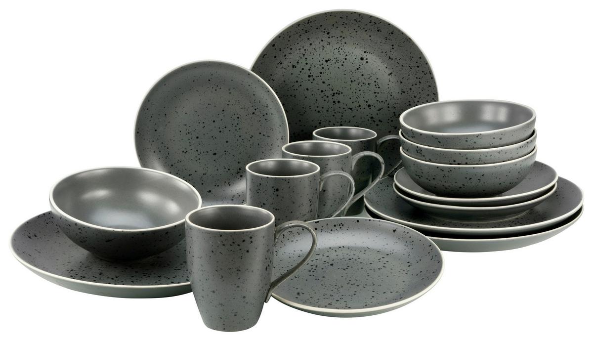 Kombinovaná souprava 16- dílna - antracitová, Konvenční, keramika (34/33/32cm) - Creatable