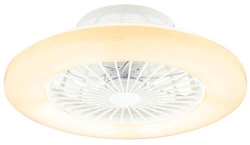 Deckenventilator Opal/silber/ Weiß Led-Leuchte Fernbedienung - Silberfarben/Opal, Basics, Kunststoff/Metall (50/17,5cm) - Globo
