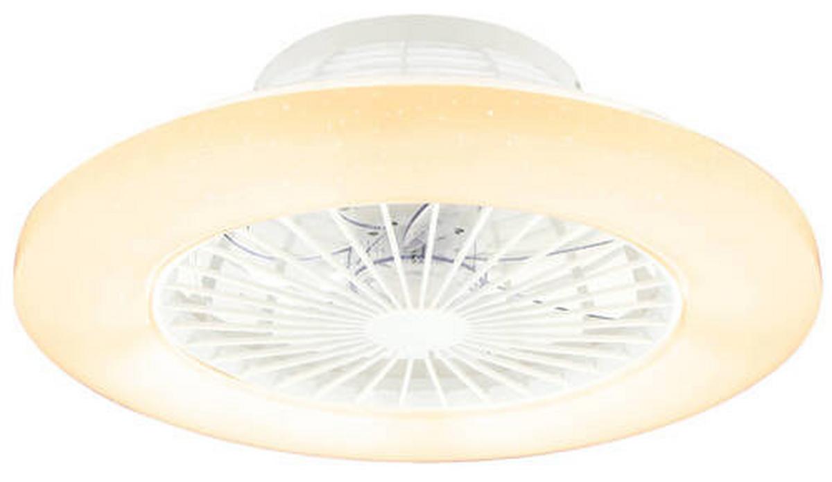 Deckenventilator Opal/silber/ Weiß Led-Leuchte Fernbedienung - Silberfarben/Opal, Basics, Kunststoff/Metall (50/17,5cm) - Globo