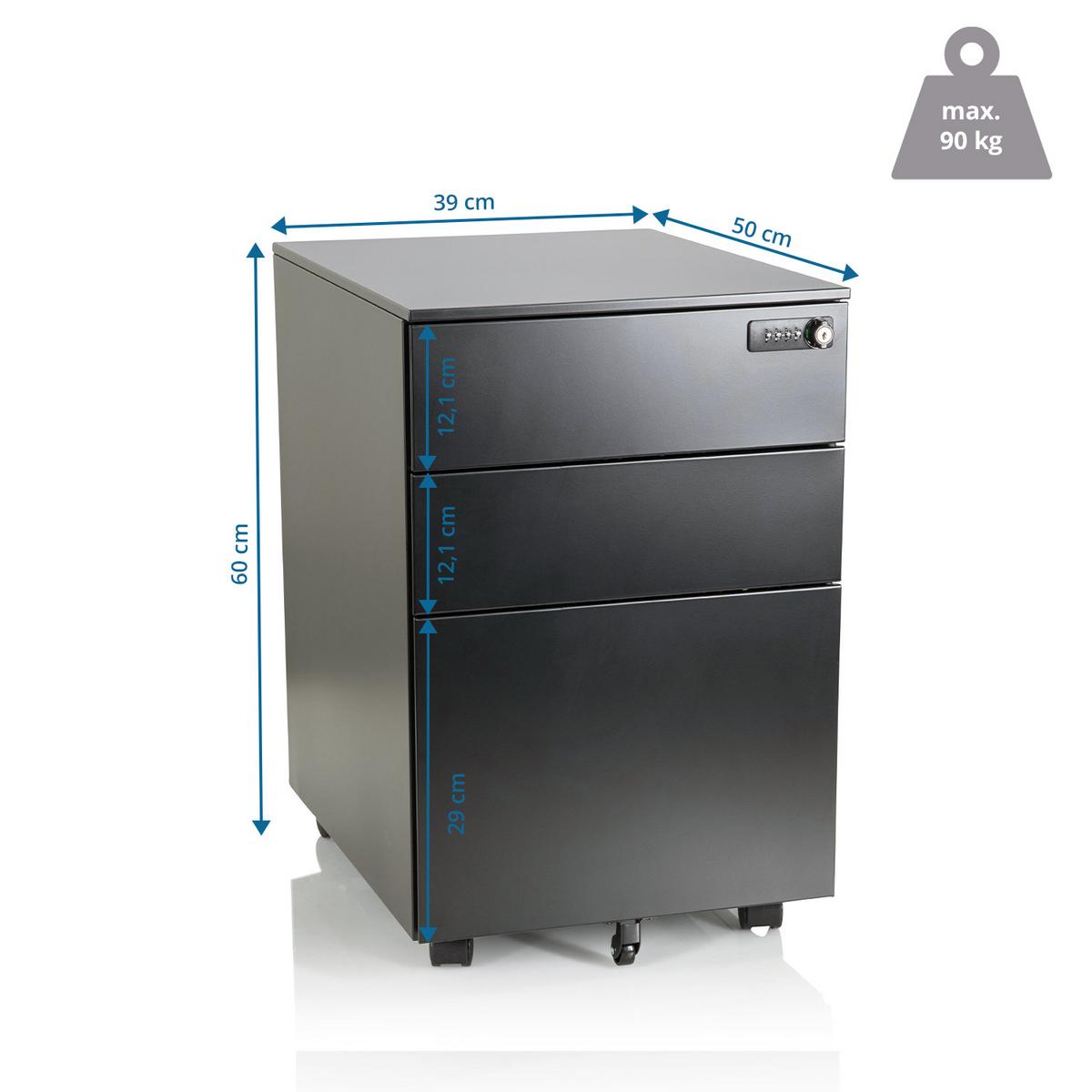 Rollcontainer Color Os I Schwarz - Schwarz, MODERN, Kunststoff/Metall (39/60/50cm) - MID.YOU